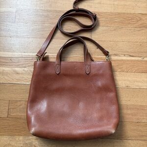 Madewell Cognac Leather Tote with crossbody strap